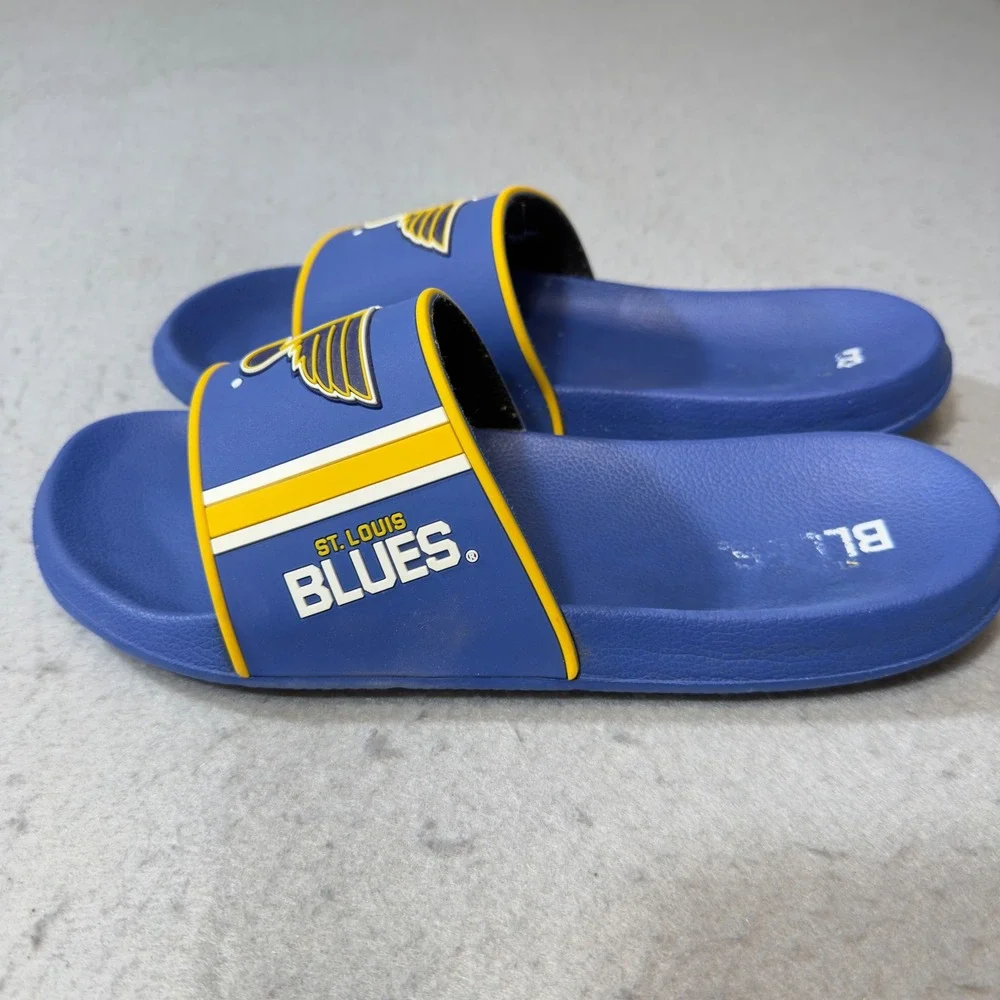 NHL St. Louis Blues Slide Sandals Mens Size‎ M 9-10 Blue Good Fan Gear Hockey